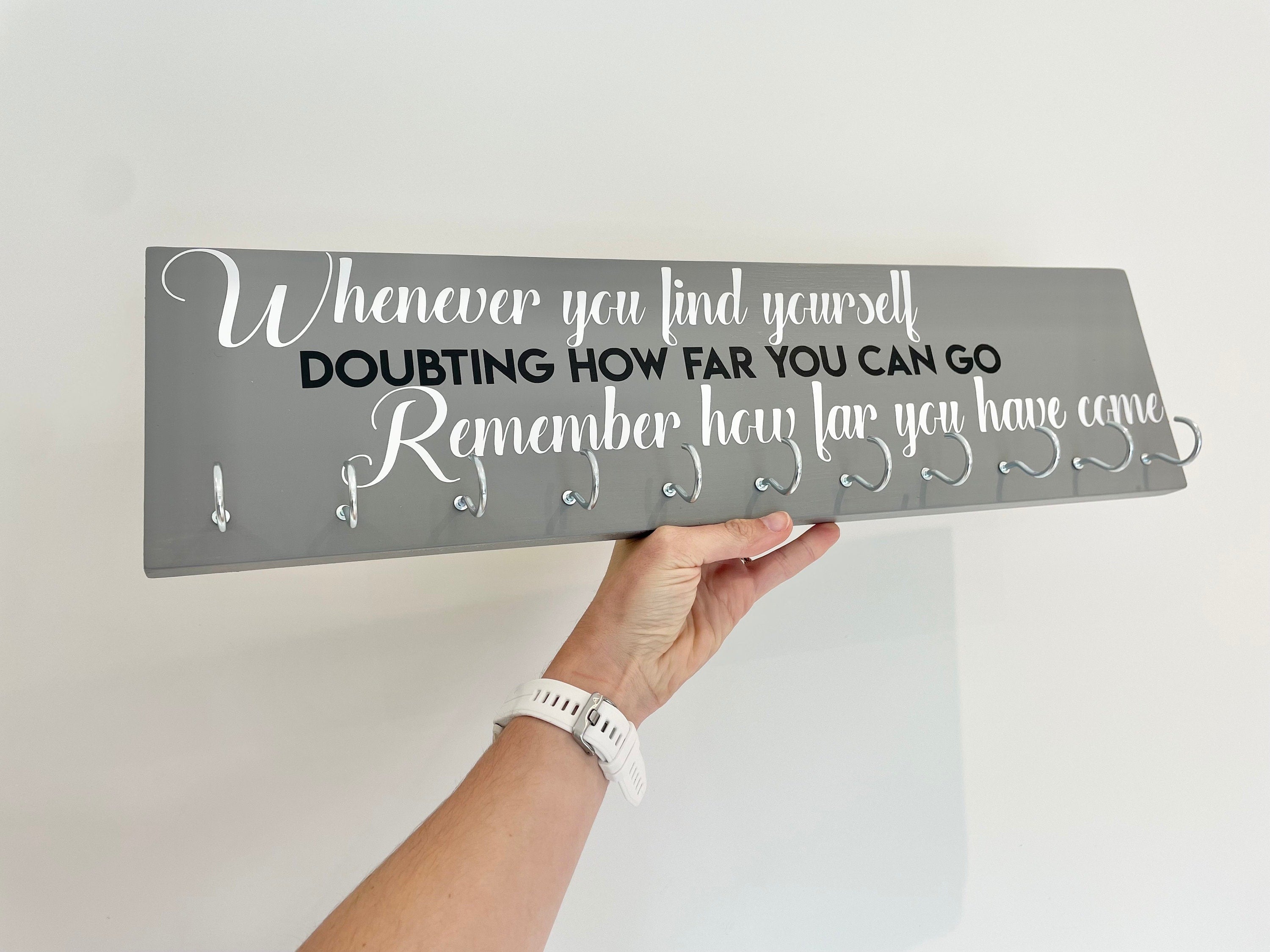 Personalized Medal Hanger: Inspirational Quote, Wall Mountable, 11 Hooks