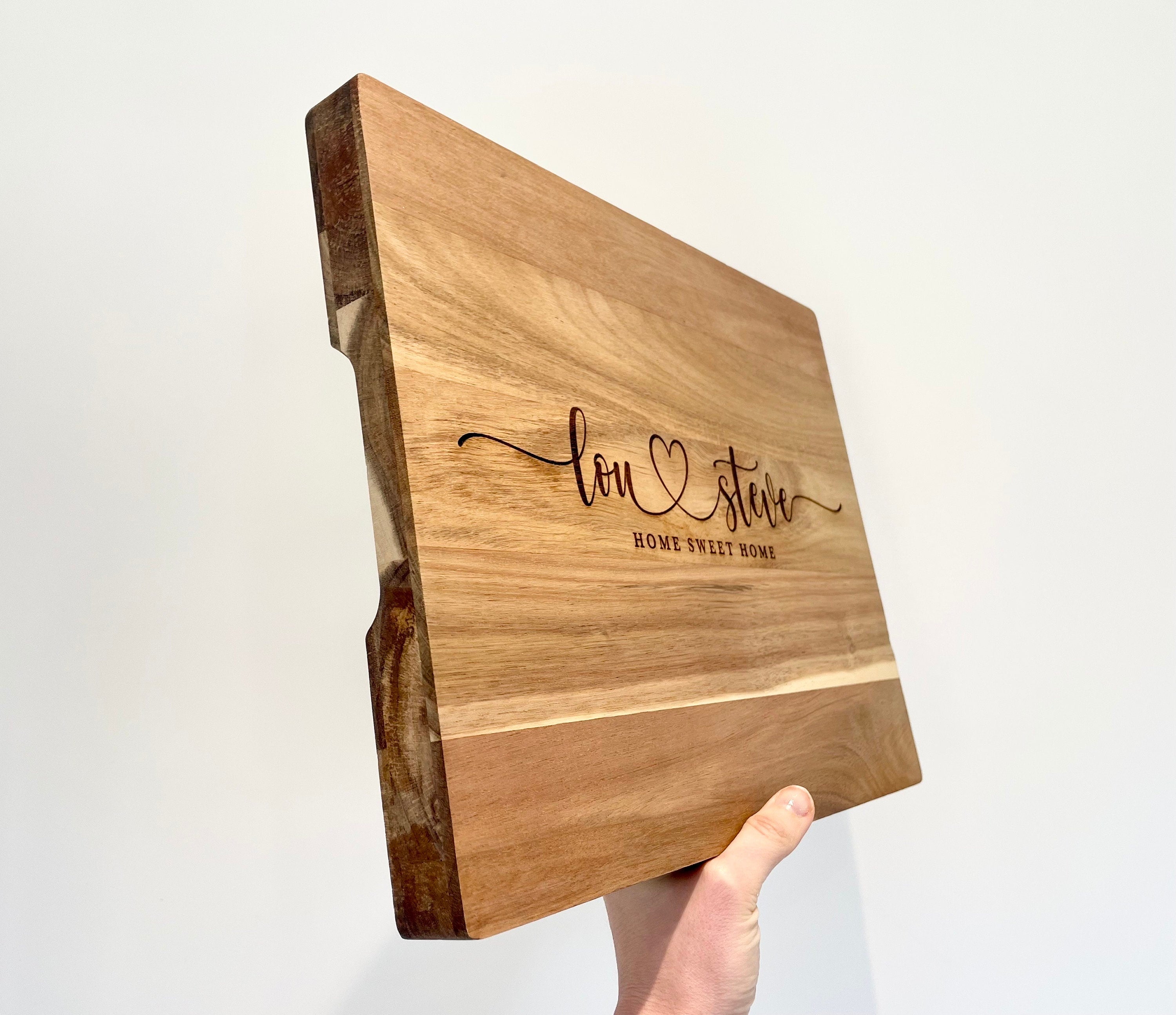 Personalised Acacia Wood Butchers Block, Engraved Serving Board