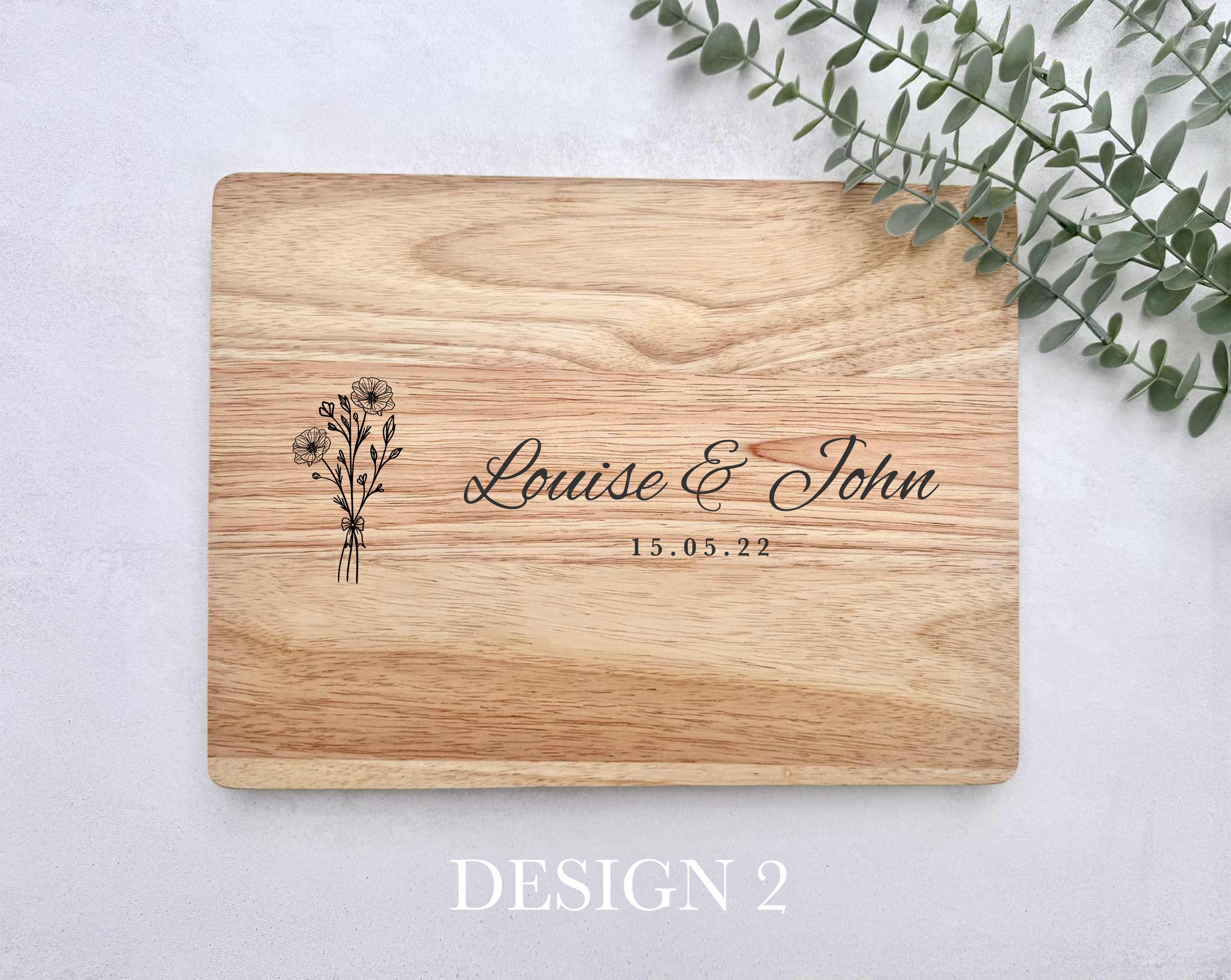 Personalized Engraved Wood Chopping Board, Rustic Charcuterie Serving Board