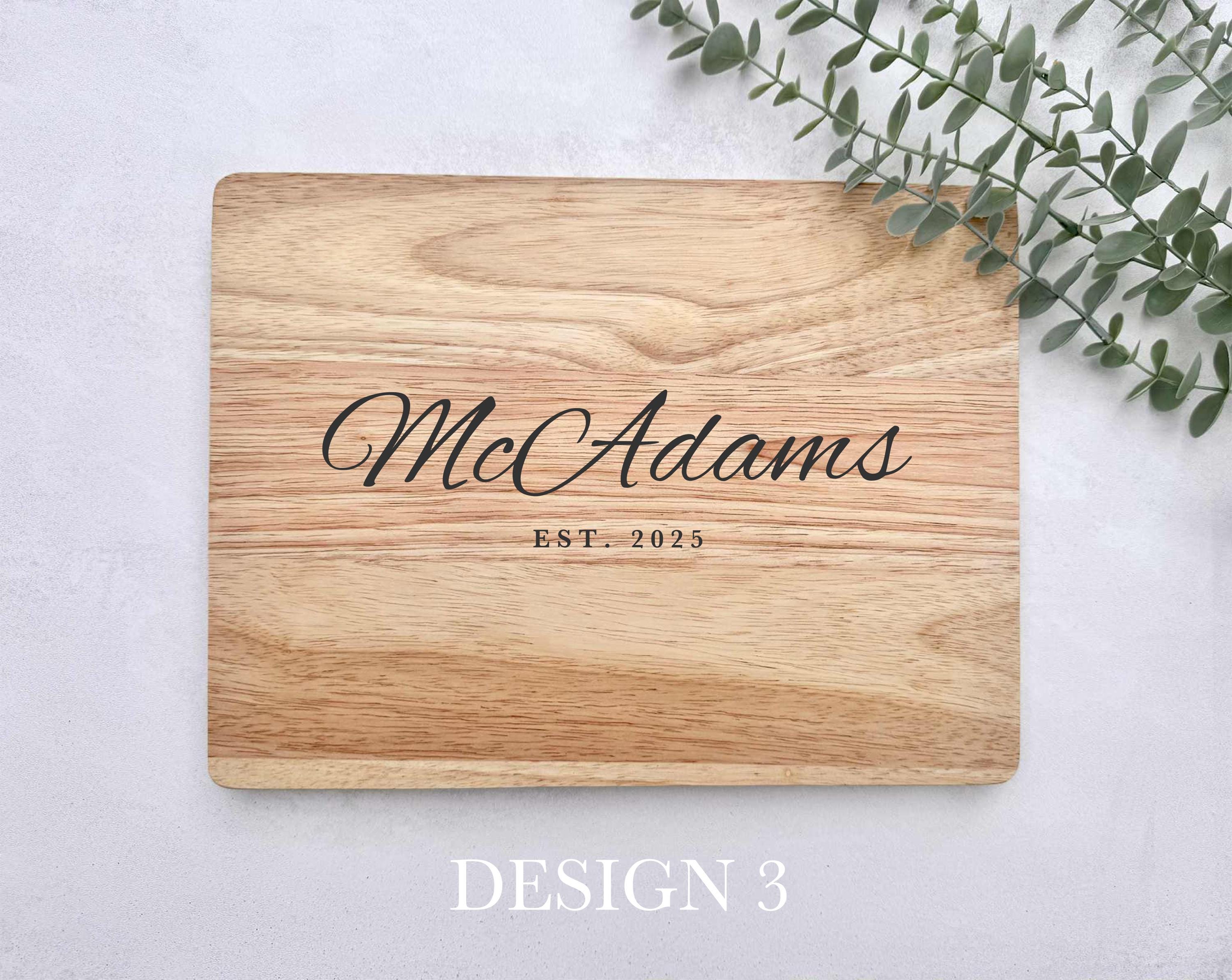 Personalized Engraved Wood Chopping Board, Rustic Charcuterie Serving Board