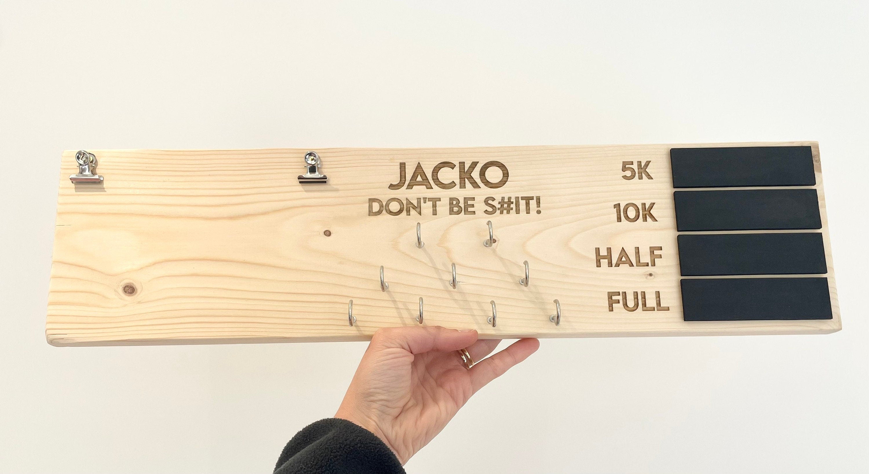 Personalised Medal Hanger, Marathon Bib Display - Engraved Running Gift