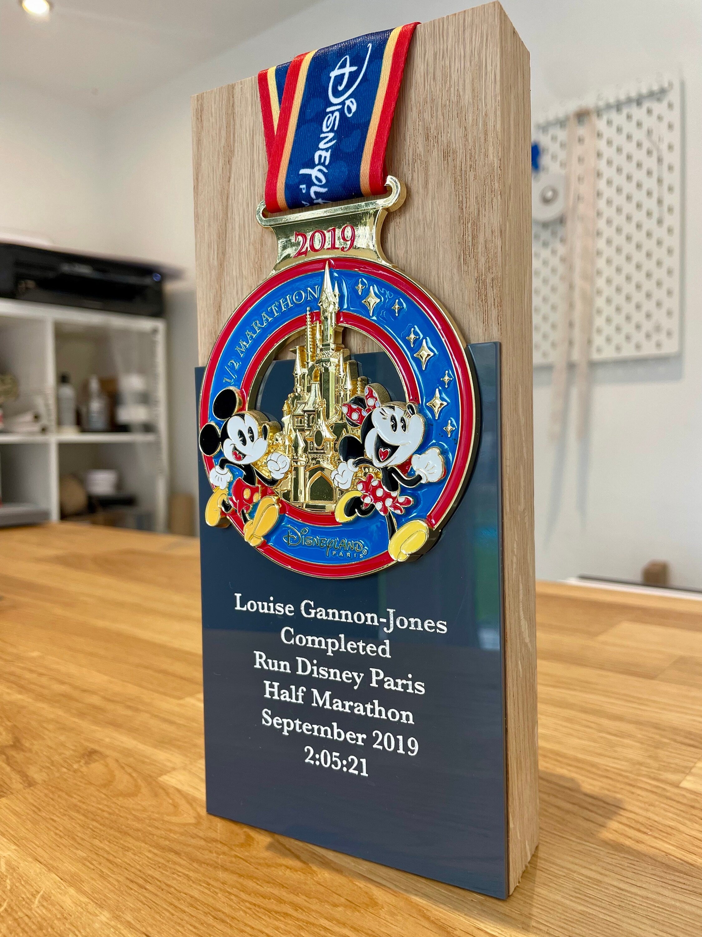 Personalised Oak Medal Display, Engraved Trophy Holder