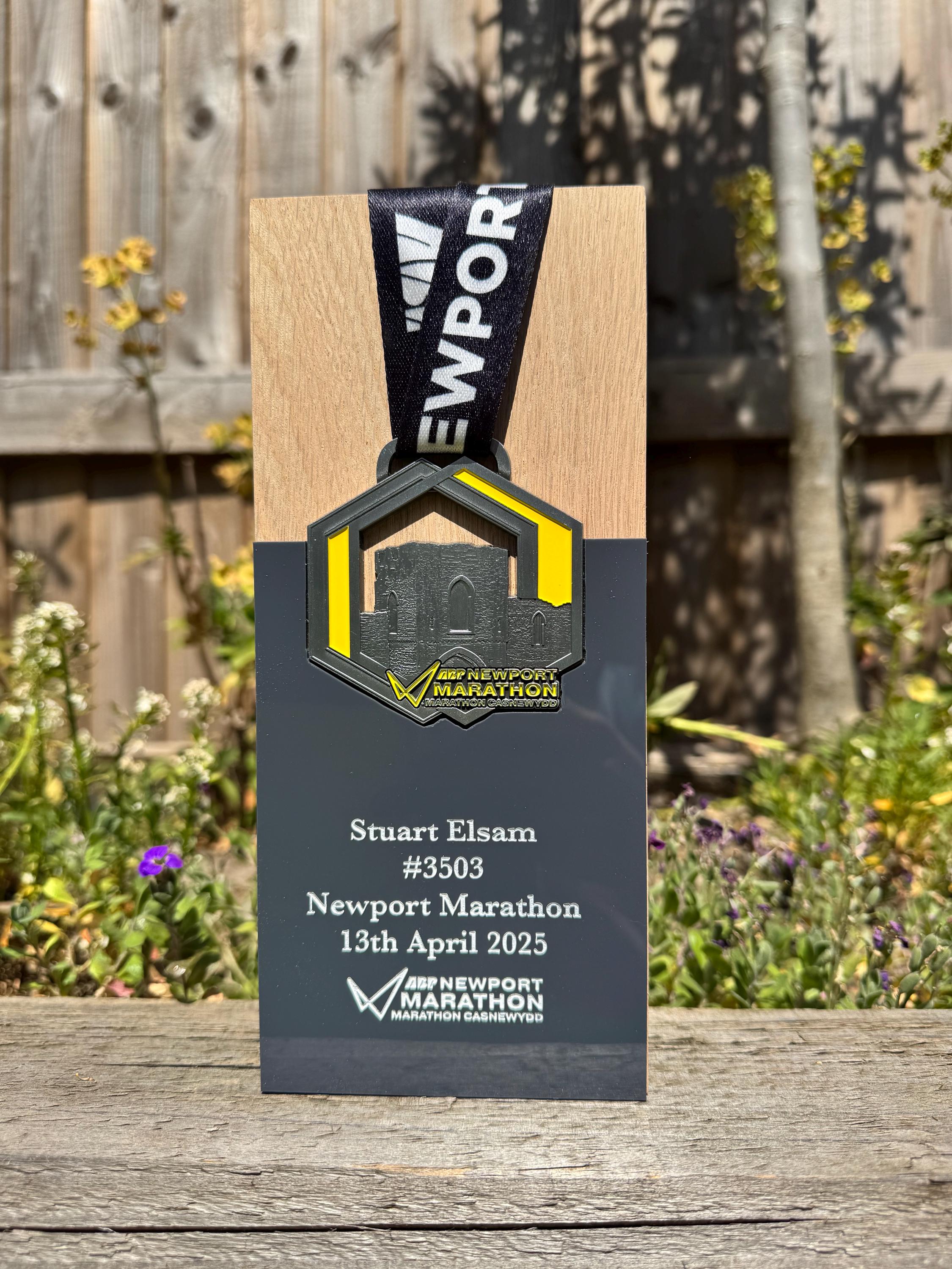 Newport Marathon Trophy Made From Solid Oak Engraved and Personalised With Your Chosen Words