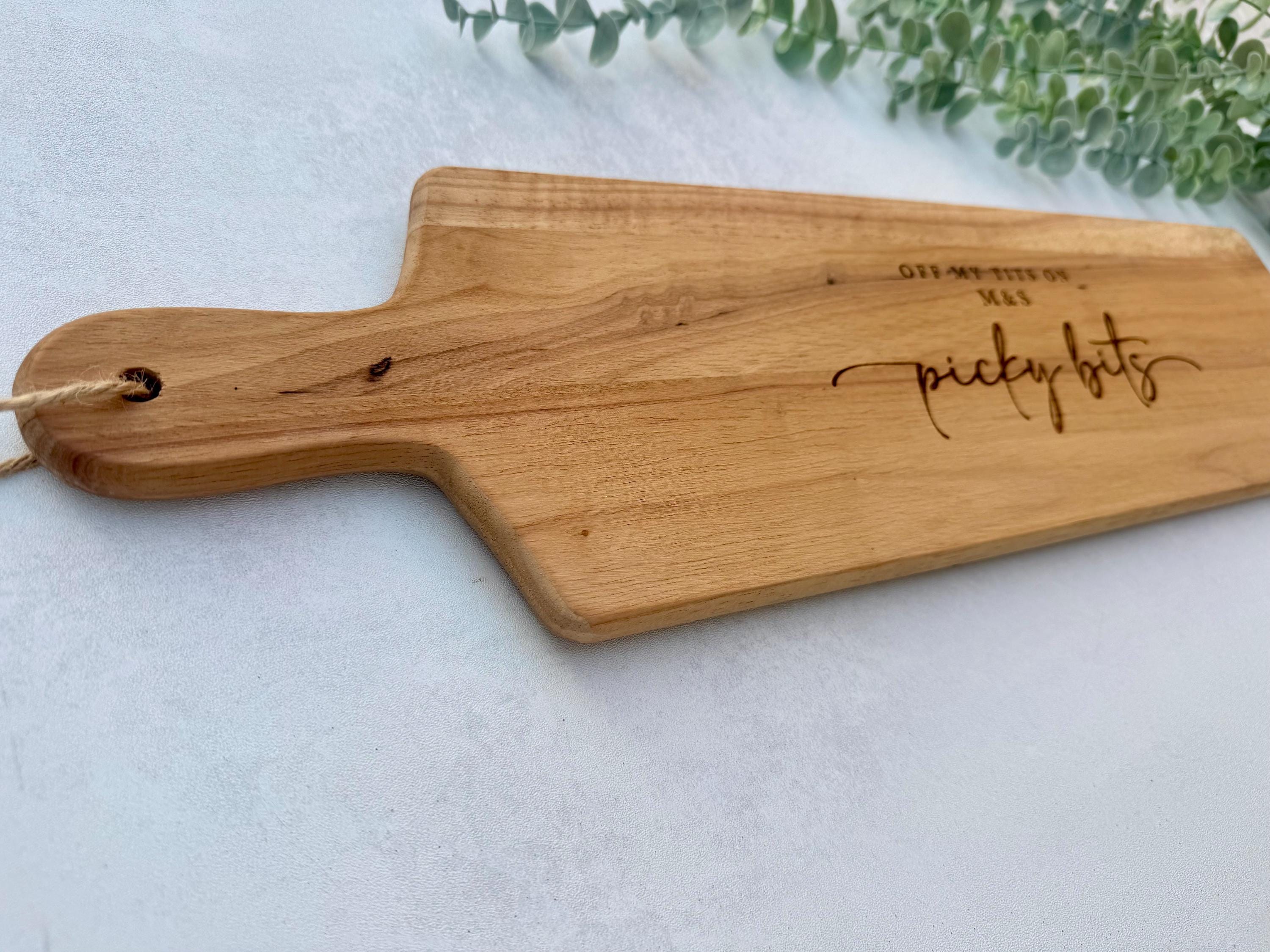 M&S Off My Tits On Picky Bits XL Charcuterie Board | Chopping Board | Serving | Engraved Acacia Wood