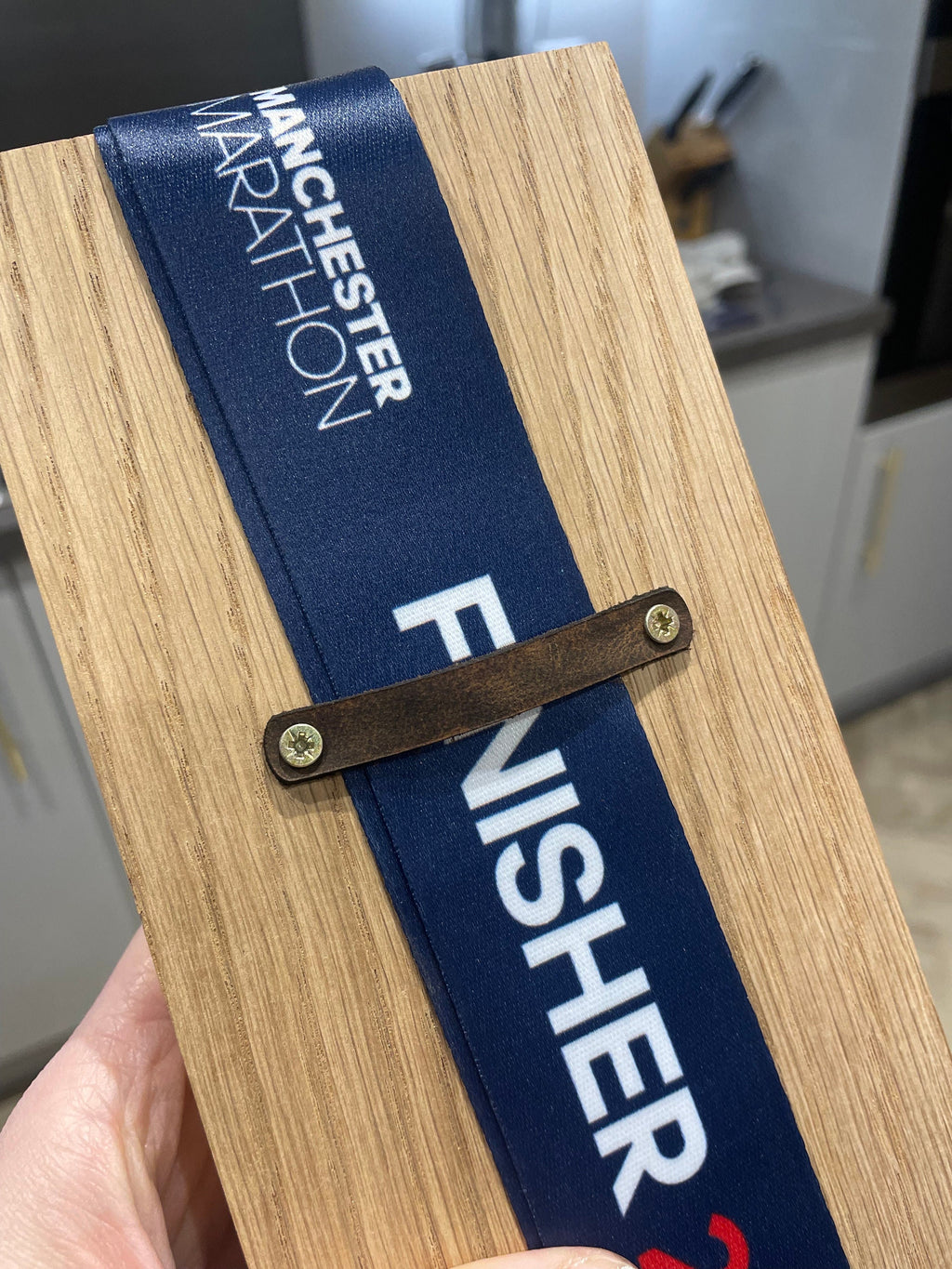 Engraved Oak Chester Half Marathon 2025 Trophy Medal Stand