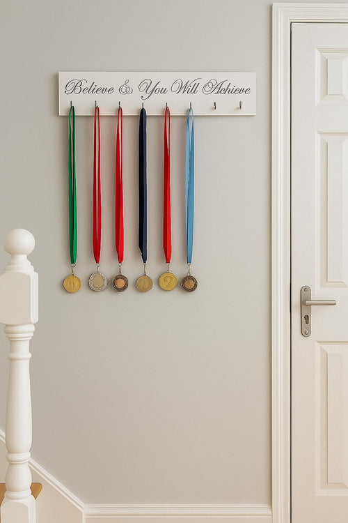 Believe & You Will Achieve Medal Hanger, Wall Mounted Display