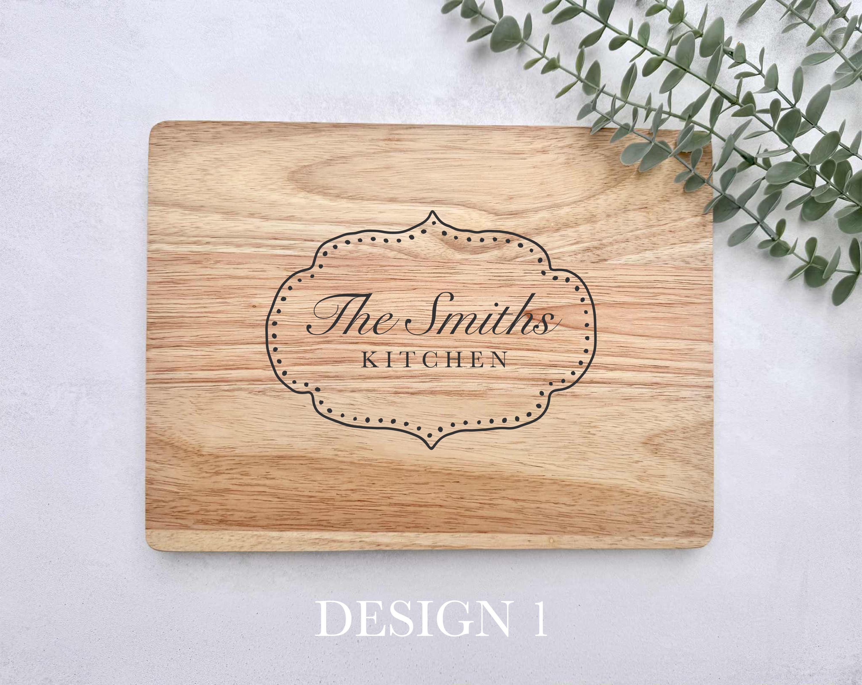 Personalized Engraved Wood Chopping Board, Rustic Charcuterie Serving Board