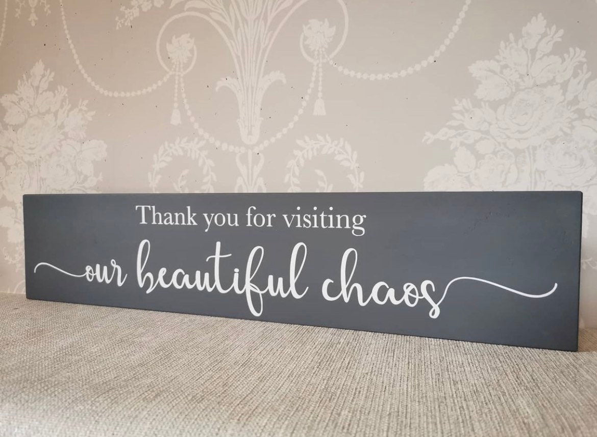 Personalised "Our Beautiful Chaos" Wooden Sign – Handmade Home Decor
