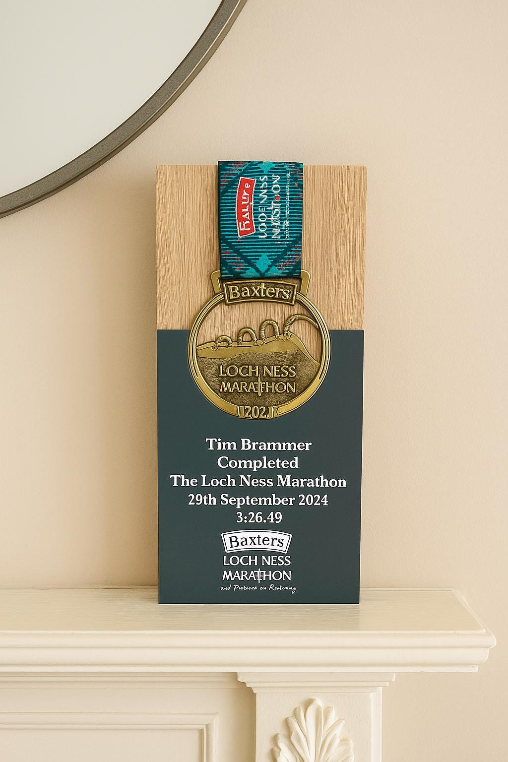 Personalised Loch Ness Marathon Trophy, Engraved Solid Oak