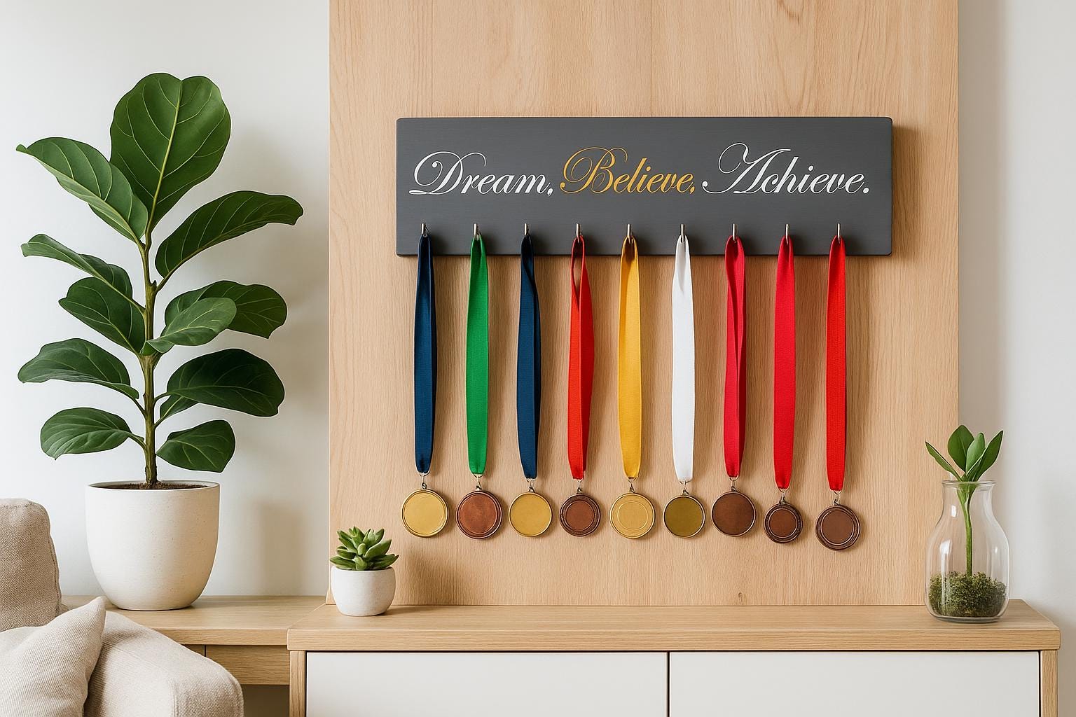 Dream Believe Achieve Medal Hanger | 22" Display Rack