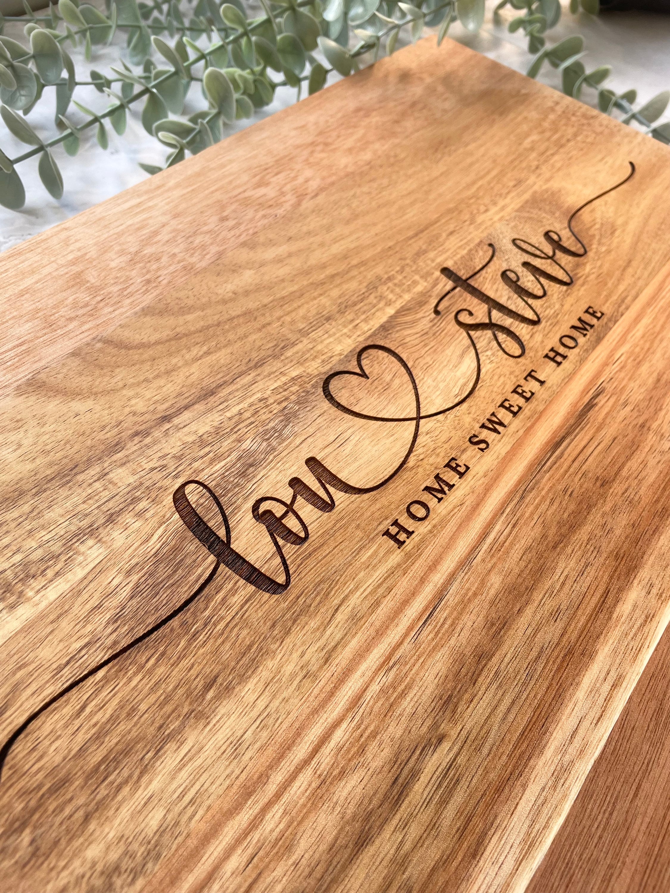 Personalised Acacia Wood Butchers Block, Engraved Serving Board