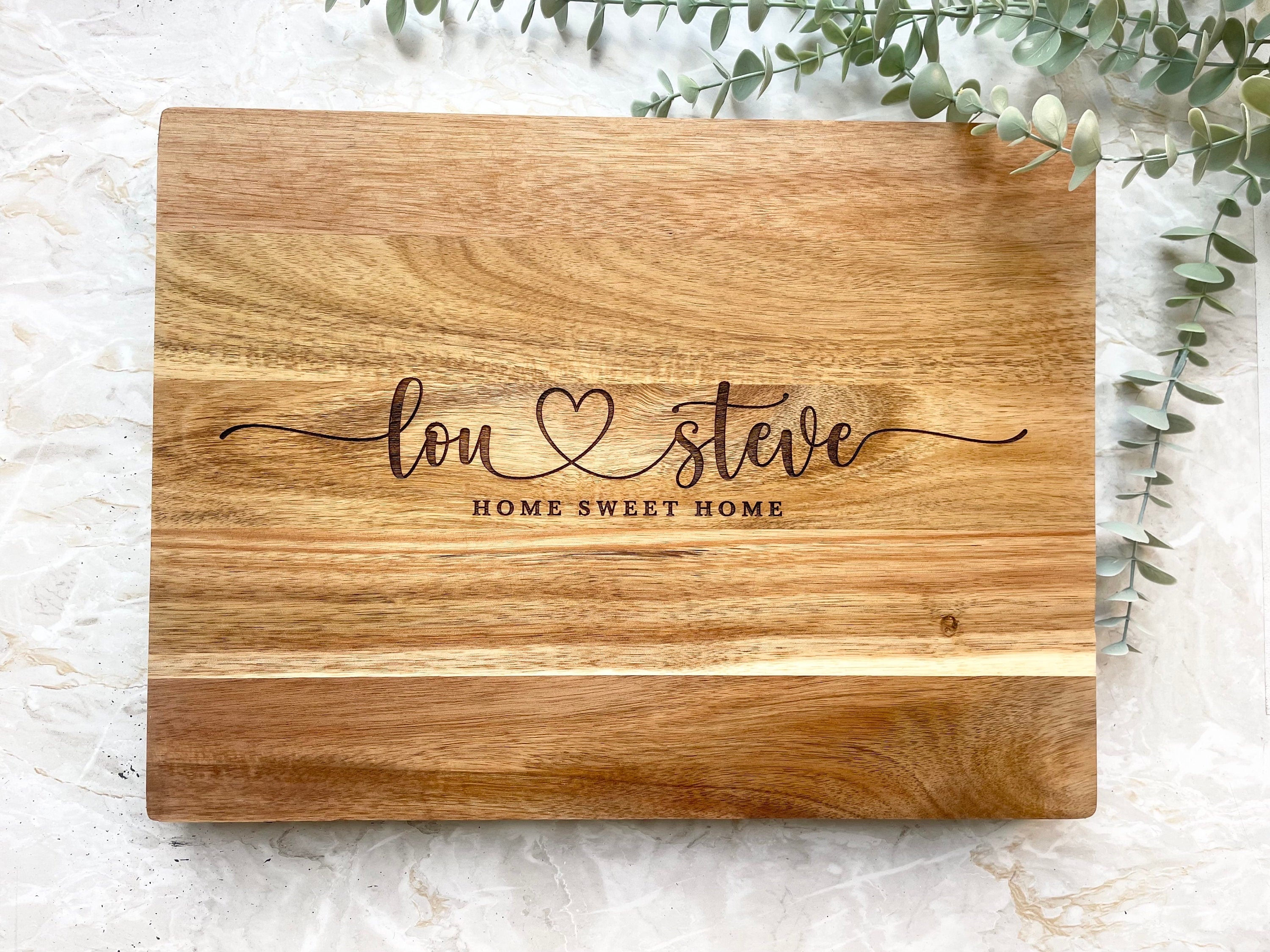 Personalised Acacia Wood Butchers Block, Engraved Serving Board