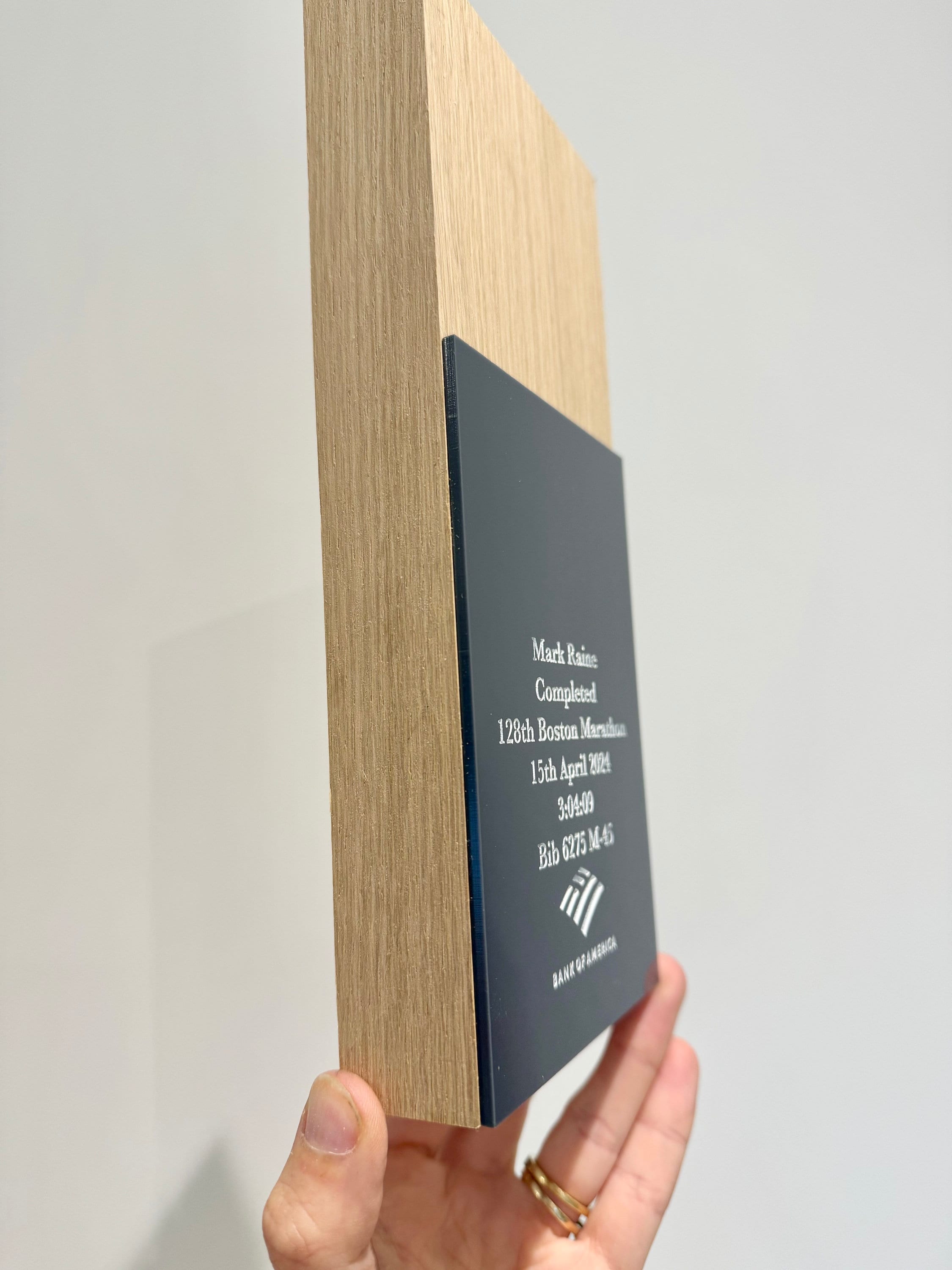 Personalised Oak Medal Display, Engraved Trophy Holder