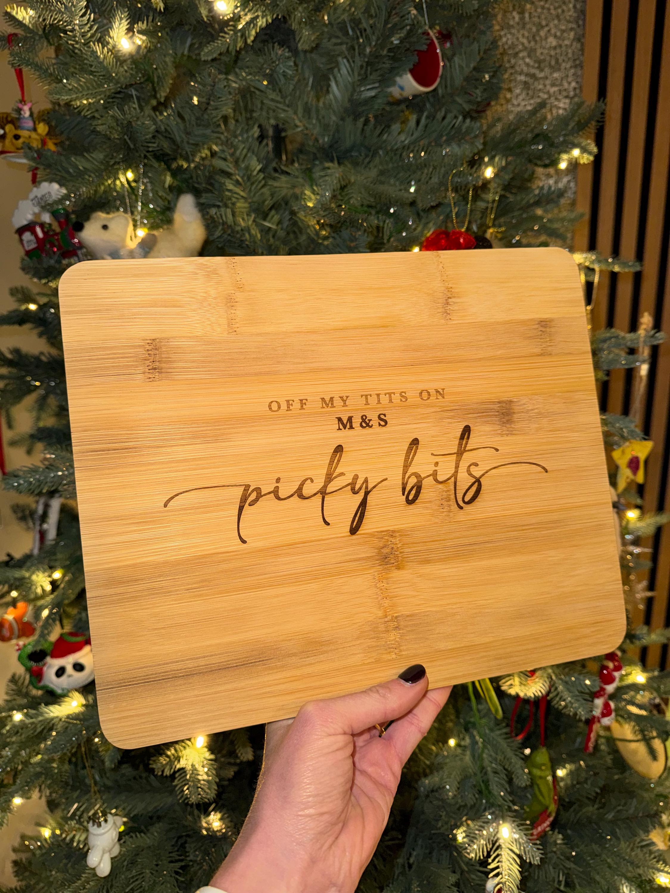 M&S Off My Tits On Picky Bits Charcuterie Board | Chopping Board | Serving | Engraved Wood